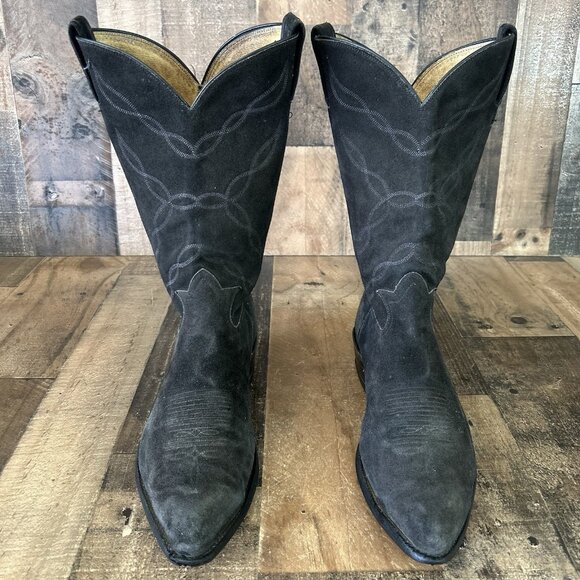 Tony Lama Vintage Gold Label Suede Cowboy Boots Mens 12 D - Picture 1 of 12